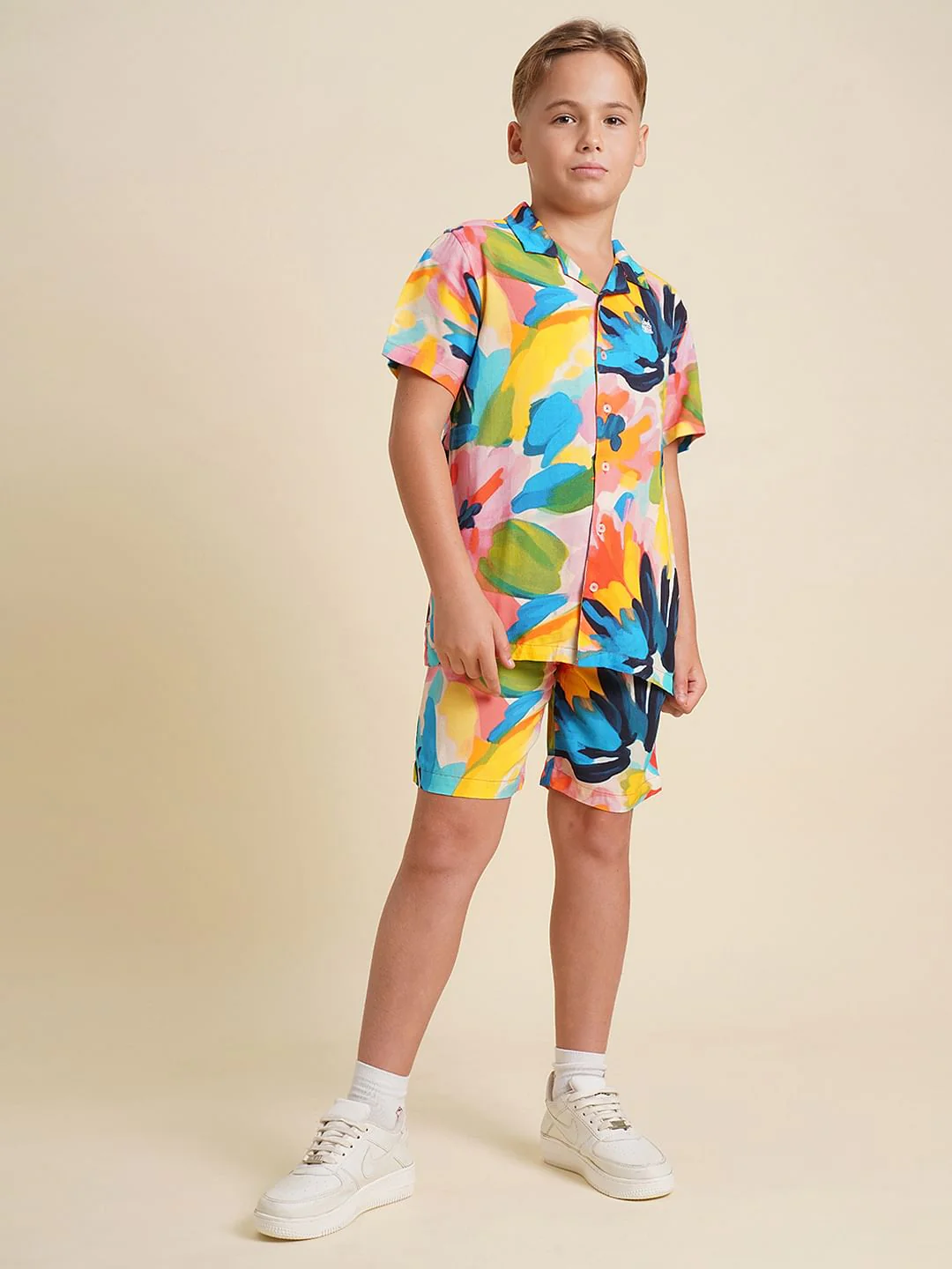 Boys Multi-Colour Printed Viscose Shirt - Image 5