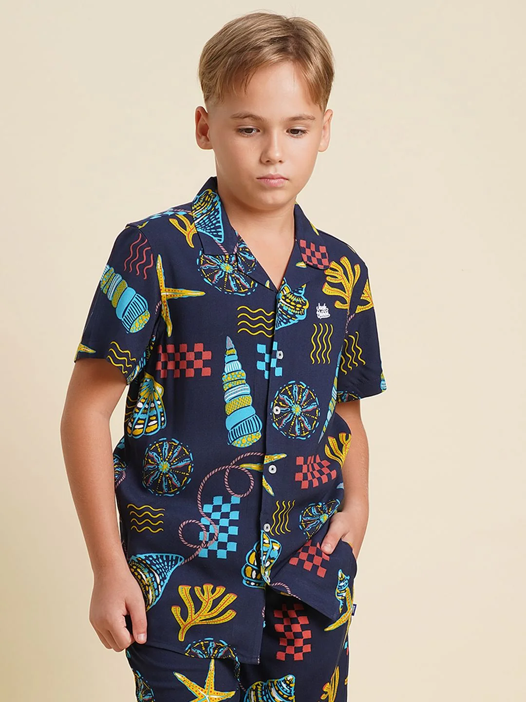 Boys Blue Printed Short Sleeves Shirt - Image 2