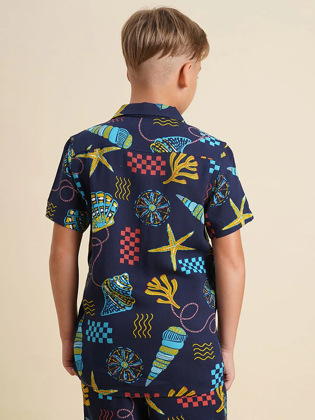 Boys Blue Printed Short Sleeves Shirt - Image 4