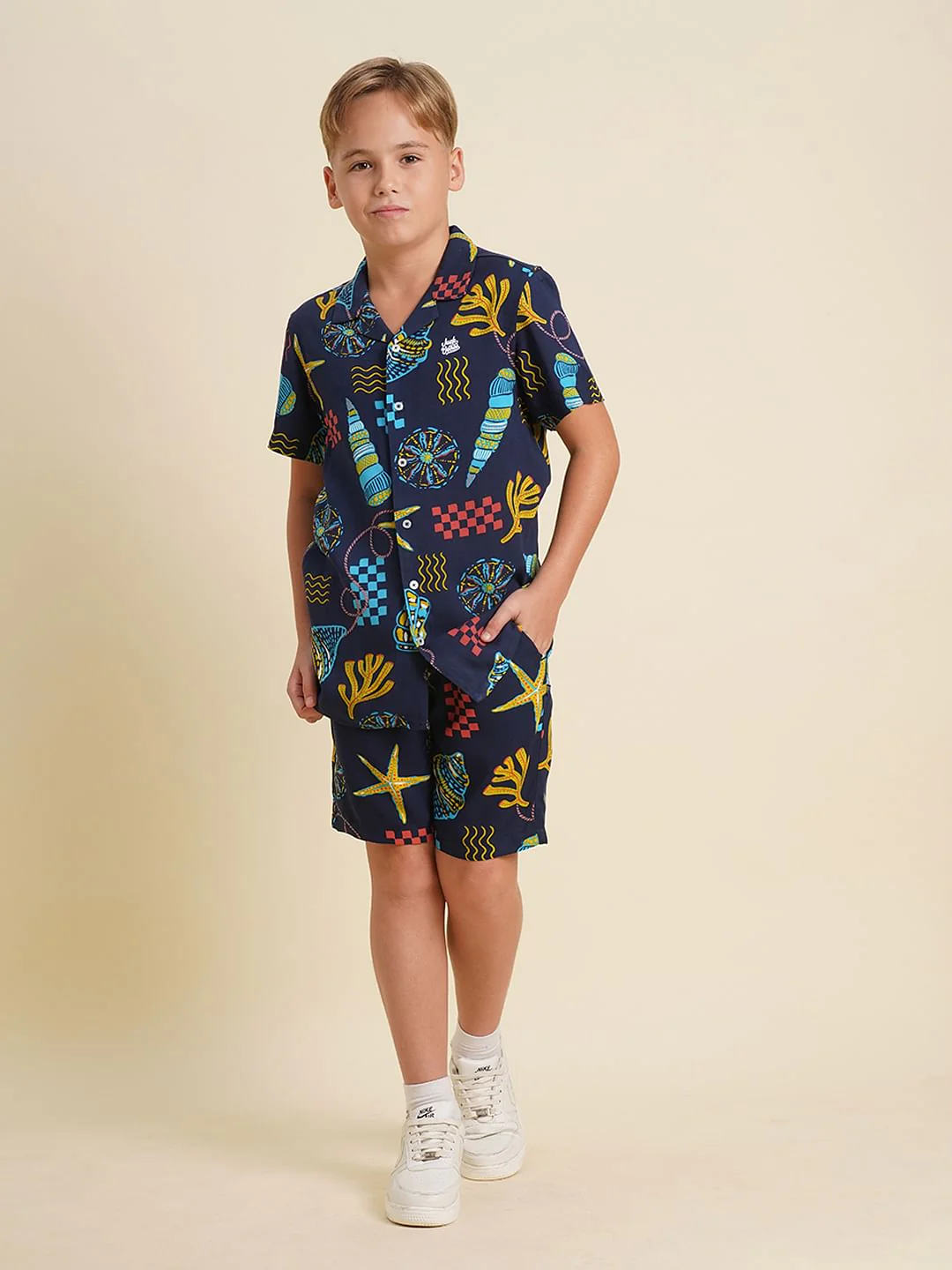 Boys Blue Printed Short Sleeves Shirt - Image 5