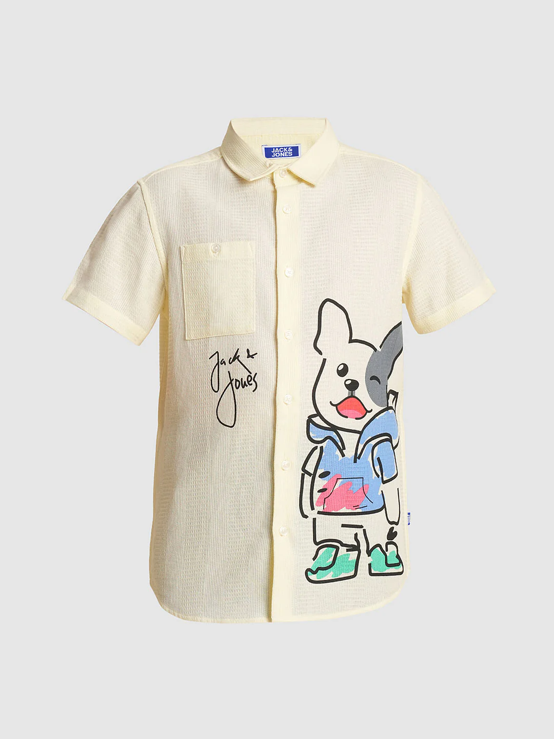 Boys Yellow Cotton Doggo Print Shirt - Image 7