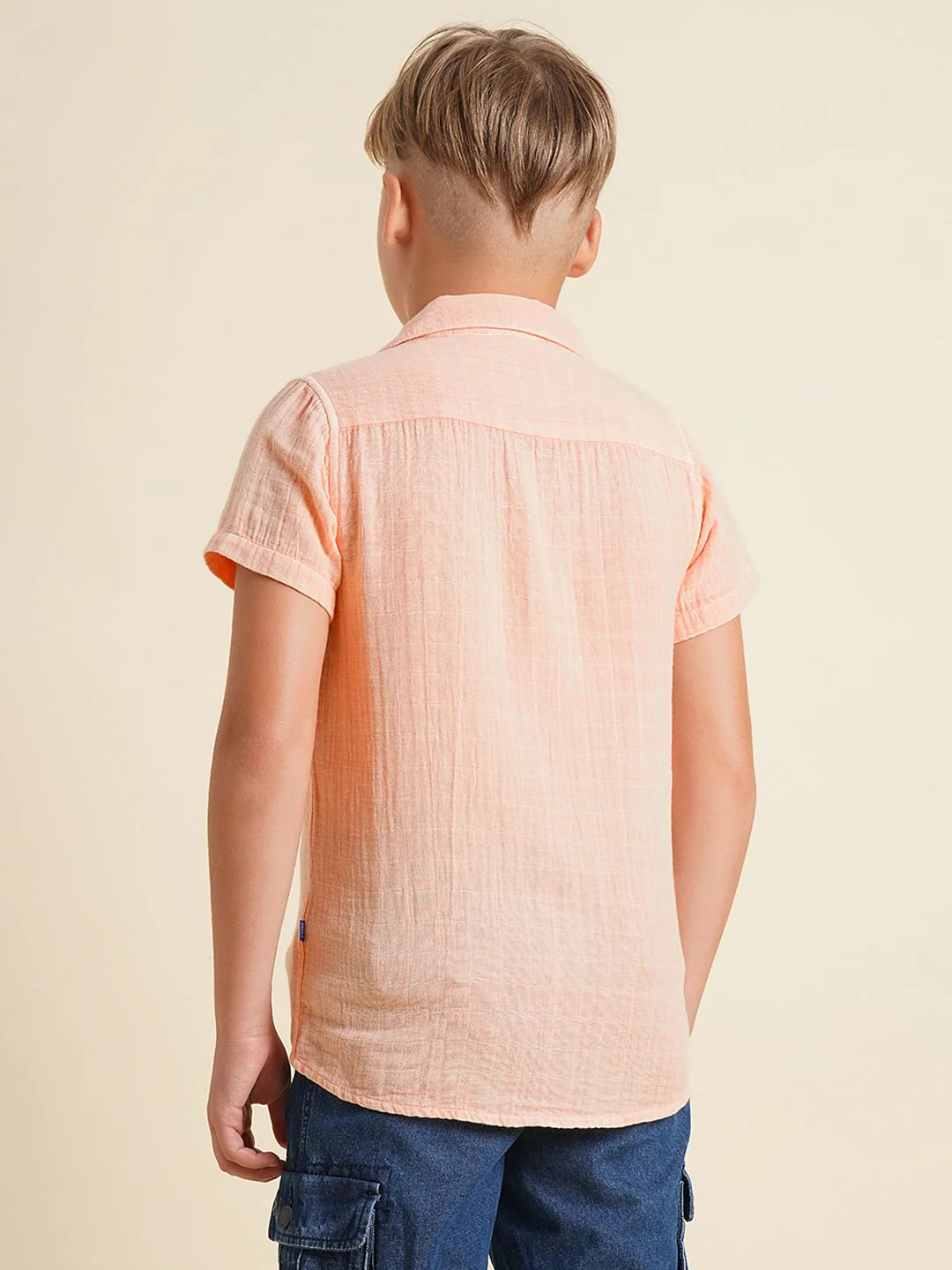 Boys Pink Cotton Resort Collar Shirt - Image 4