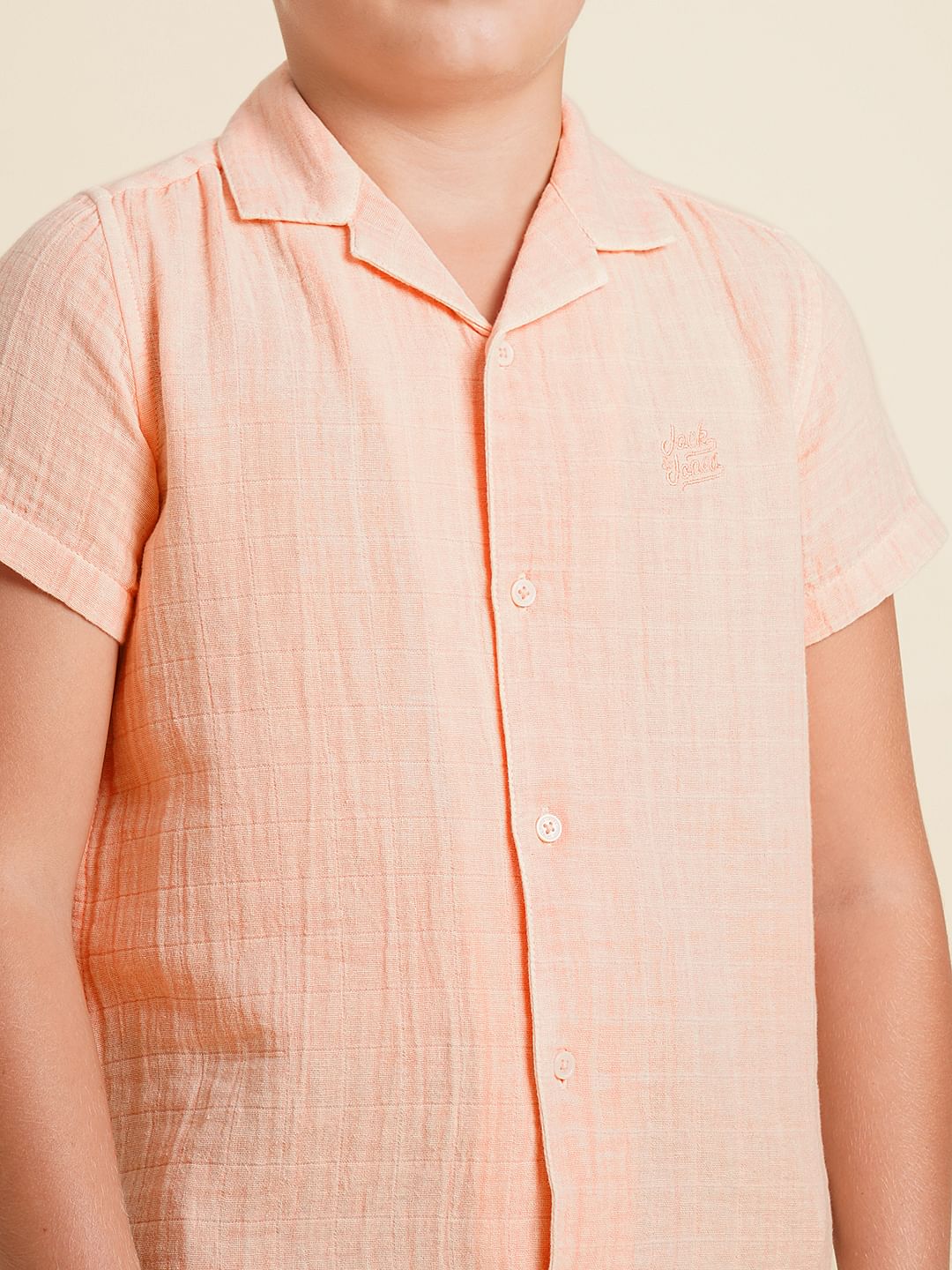 Boys Pink Cotton Resort Collar Shirt - Image 6