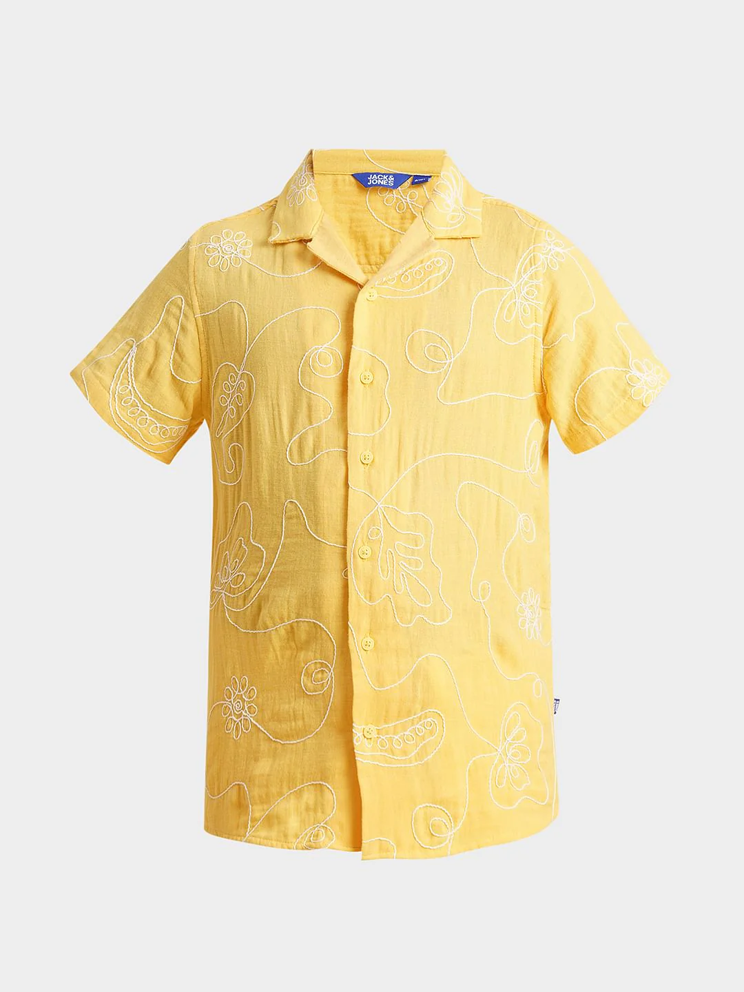 Boys Yellow Embroidered Co-ord Set Shirt - Image 7