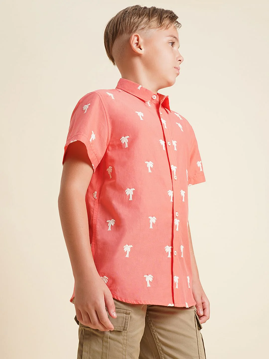 Boys Coral Embroidered Print Shirt - Image 3