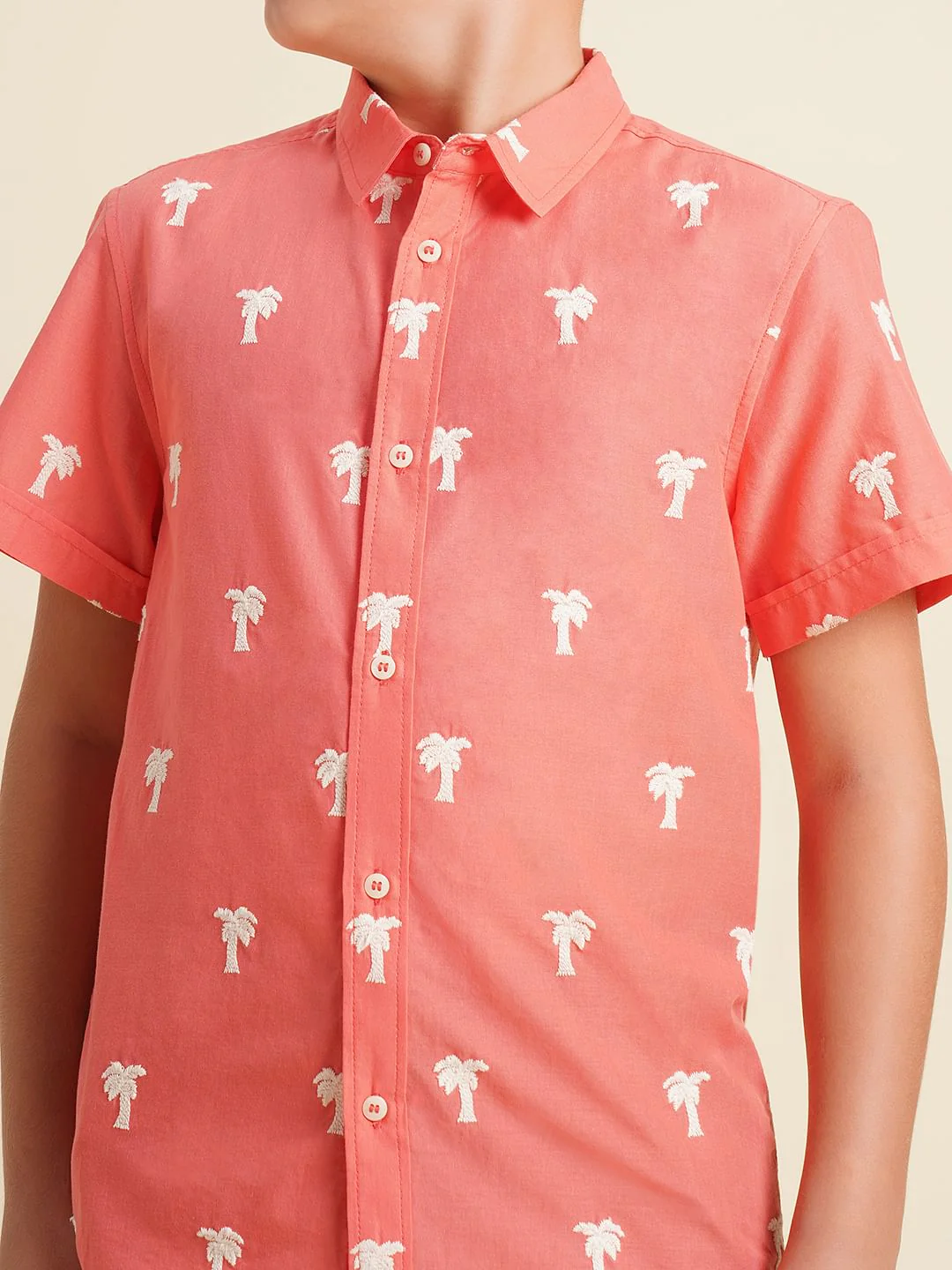Boys Coral Embroidered Print Shirt - Image 6