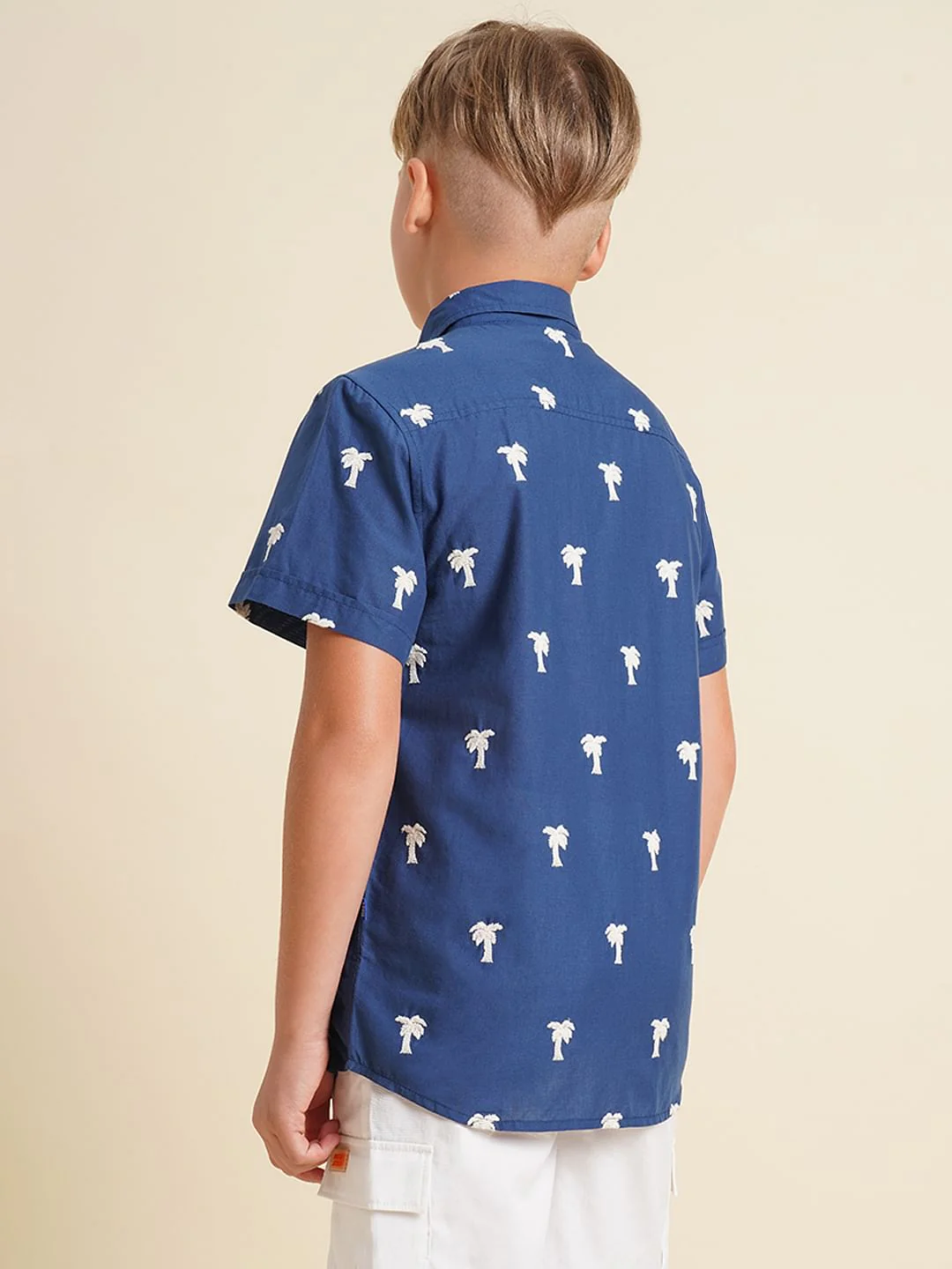 Boys Blue Embroidered Print Shirt - Image 4