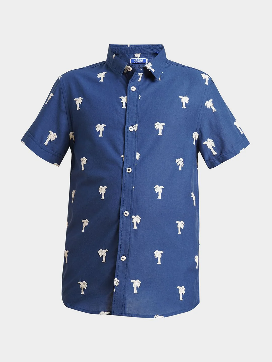 Boys Blue Embroidered Print Shirt - Image 7