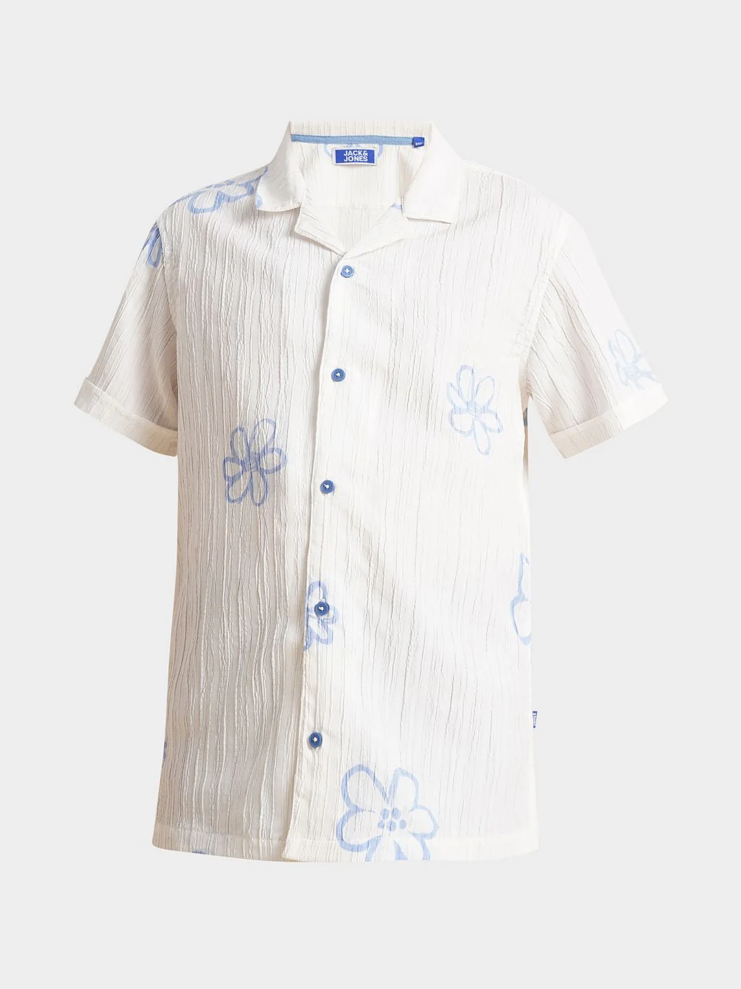 Boys White Printed Cotton Shirt - Image 7