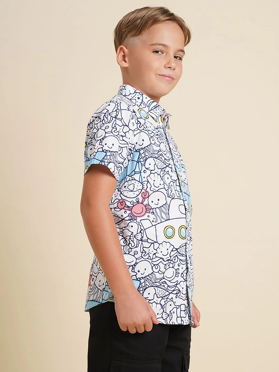 Boys White Submarine Print Shirt - Image 3