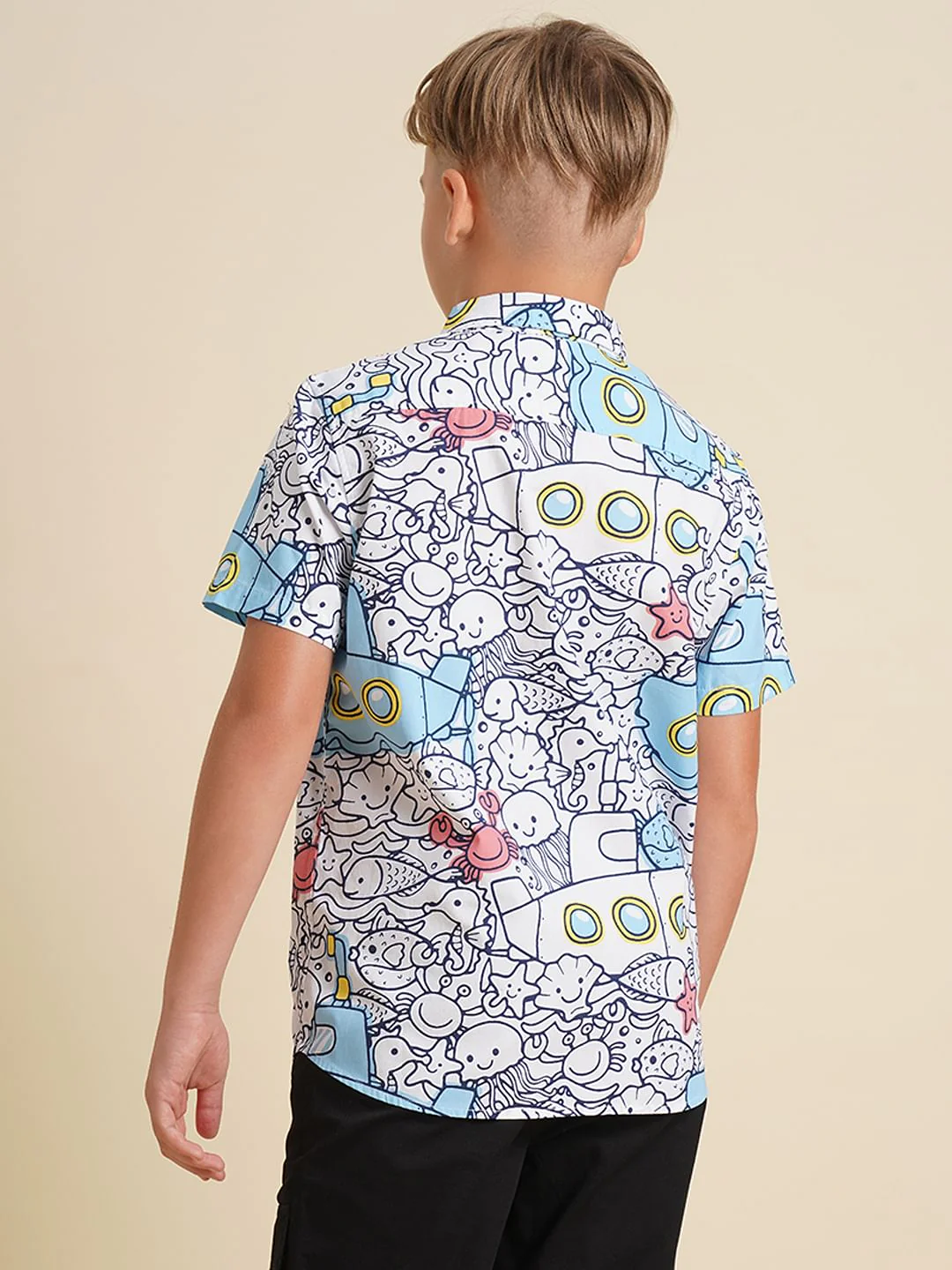 Boys White Submarine Print Shirt - Image 4
