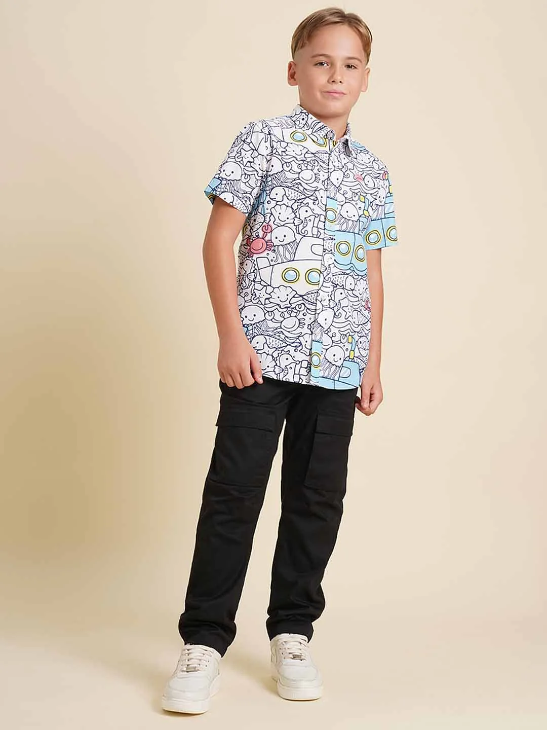 Boys White Submarine Print Shirt - Image 5