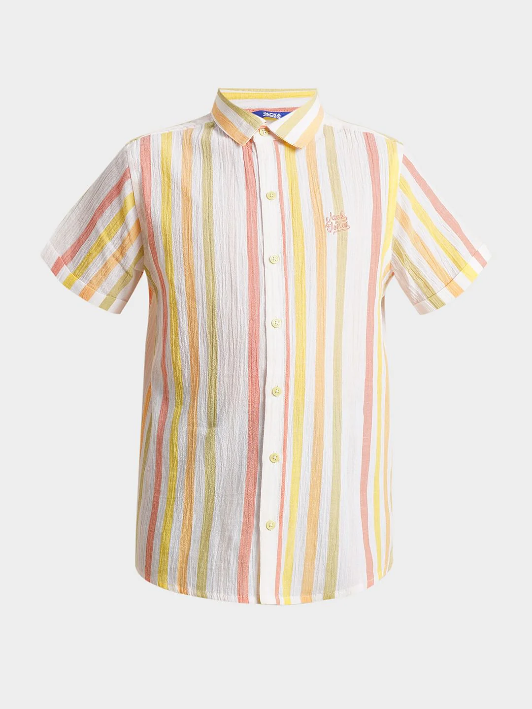 Boys White Striped Cotton Shirt - Image 7