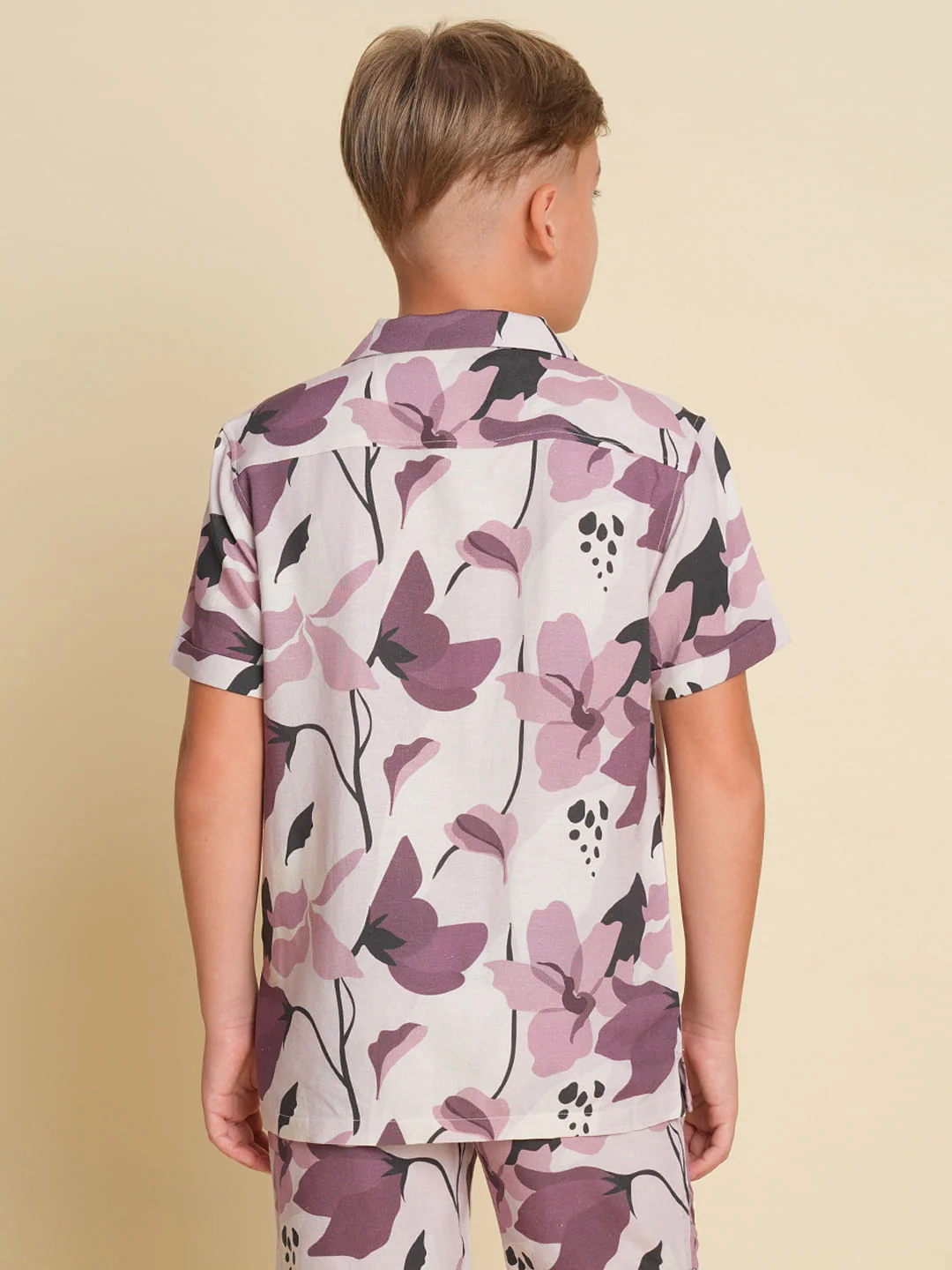 Boys Brown Printed Co-ord Set Shirt - Image 4