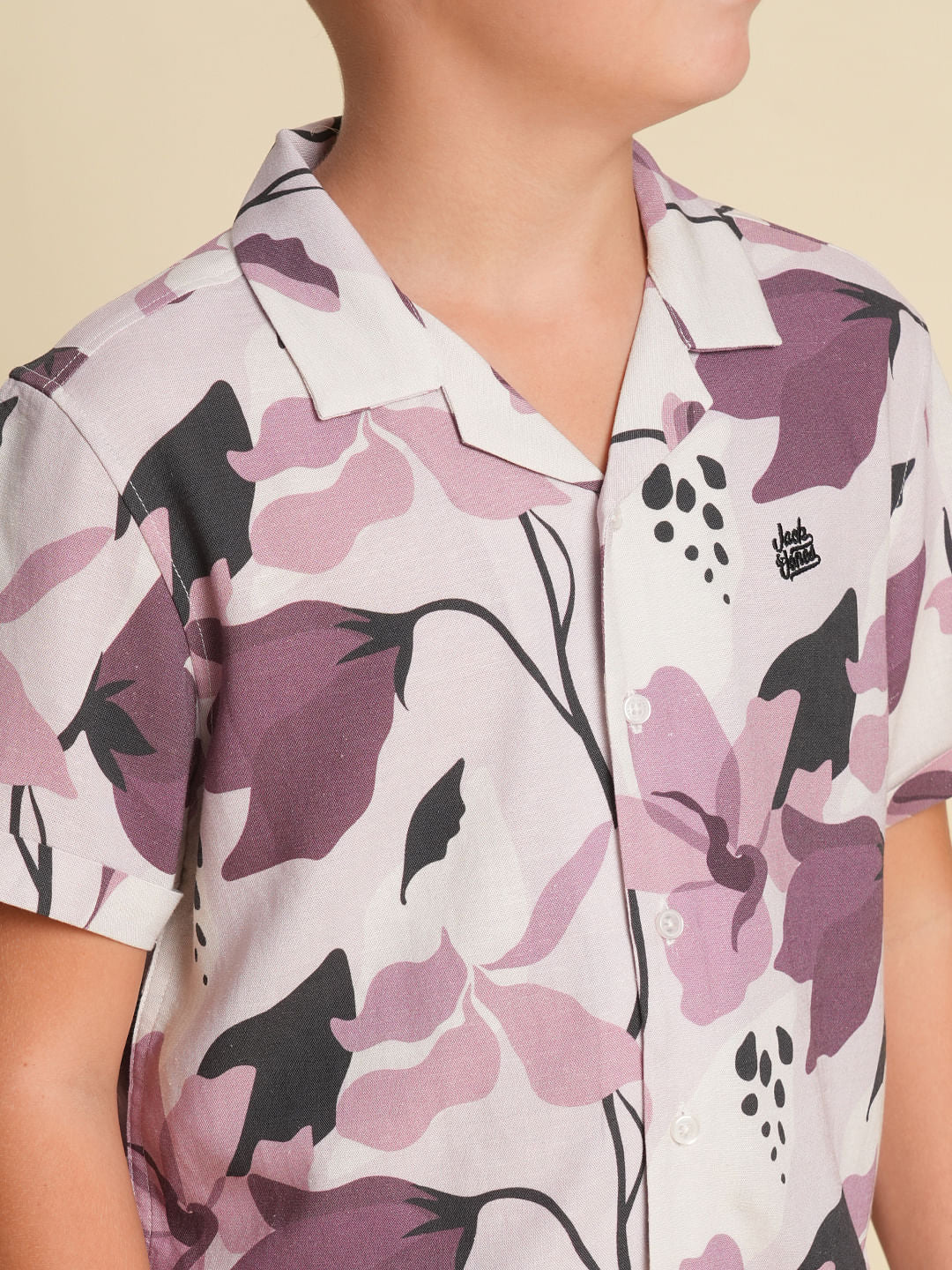 Boys Brown Printed Co-ord Set Shirt - Image 6