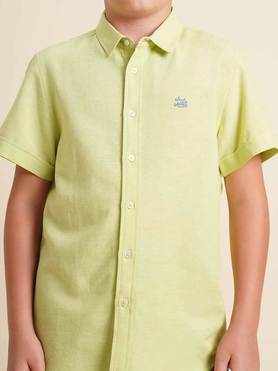 Boys Green Cotton Short Sleeves Shirt - Image 6