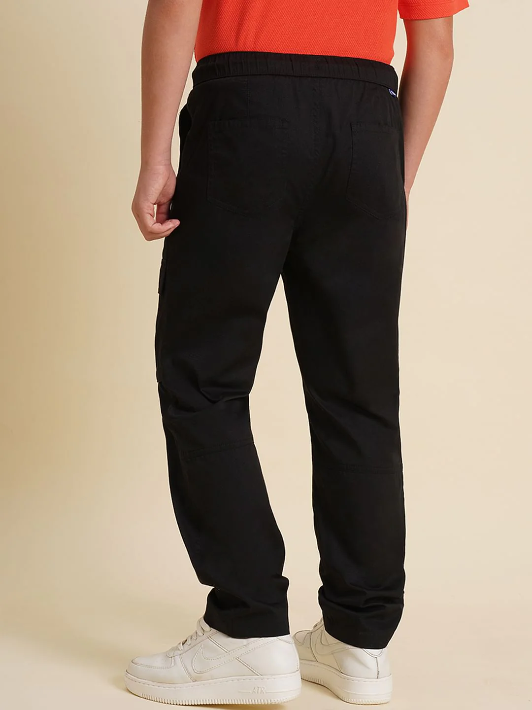 Boys Black Mid Rise Cotton Pants - Image 4