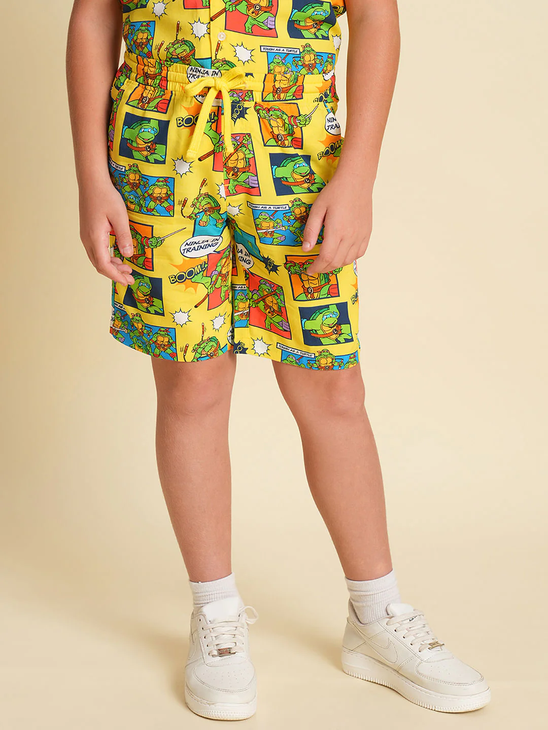 Boys Yellow Ninja Turtles Print Co-ord Set Shorts - Image 2