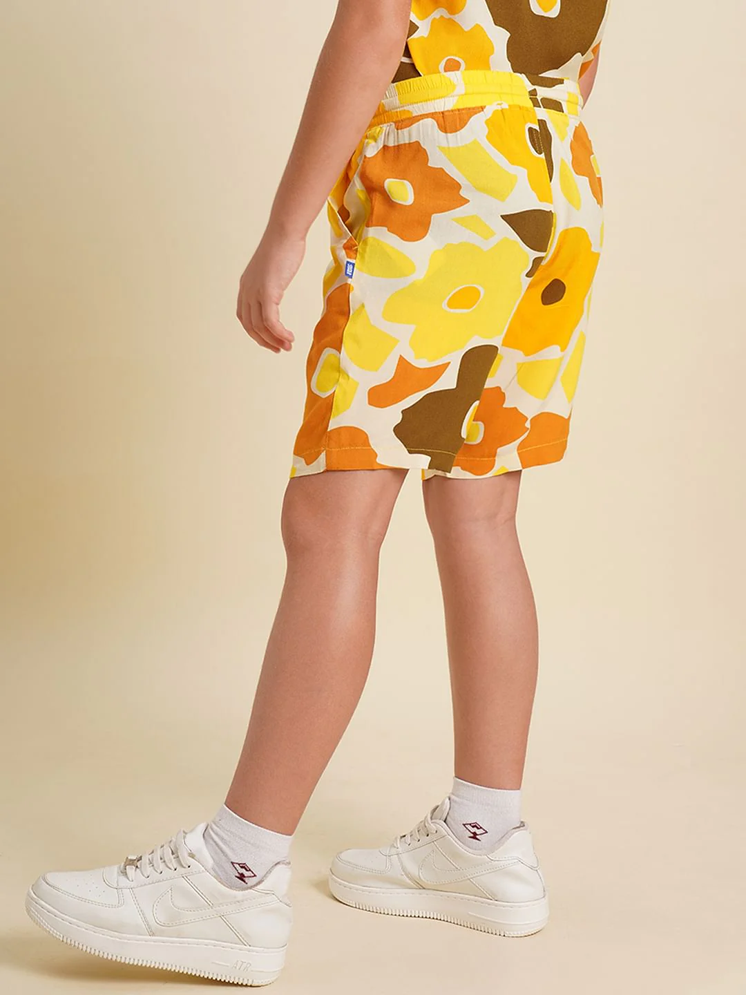 Boys Yellow Printed Co-ord Set Shorts - Image 4