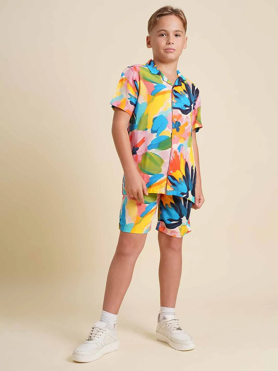 Boys Multi-Colour Printed Viscose Shorts - Image 5