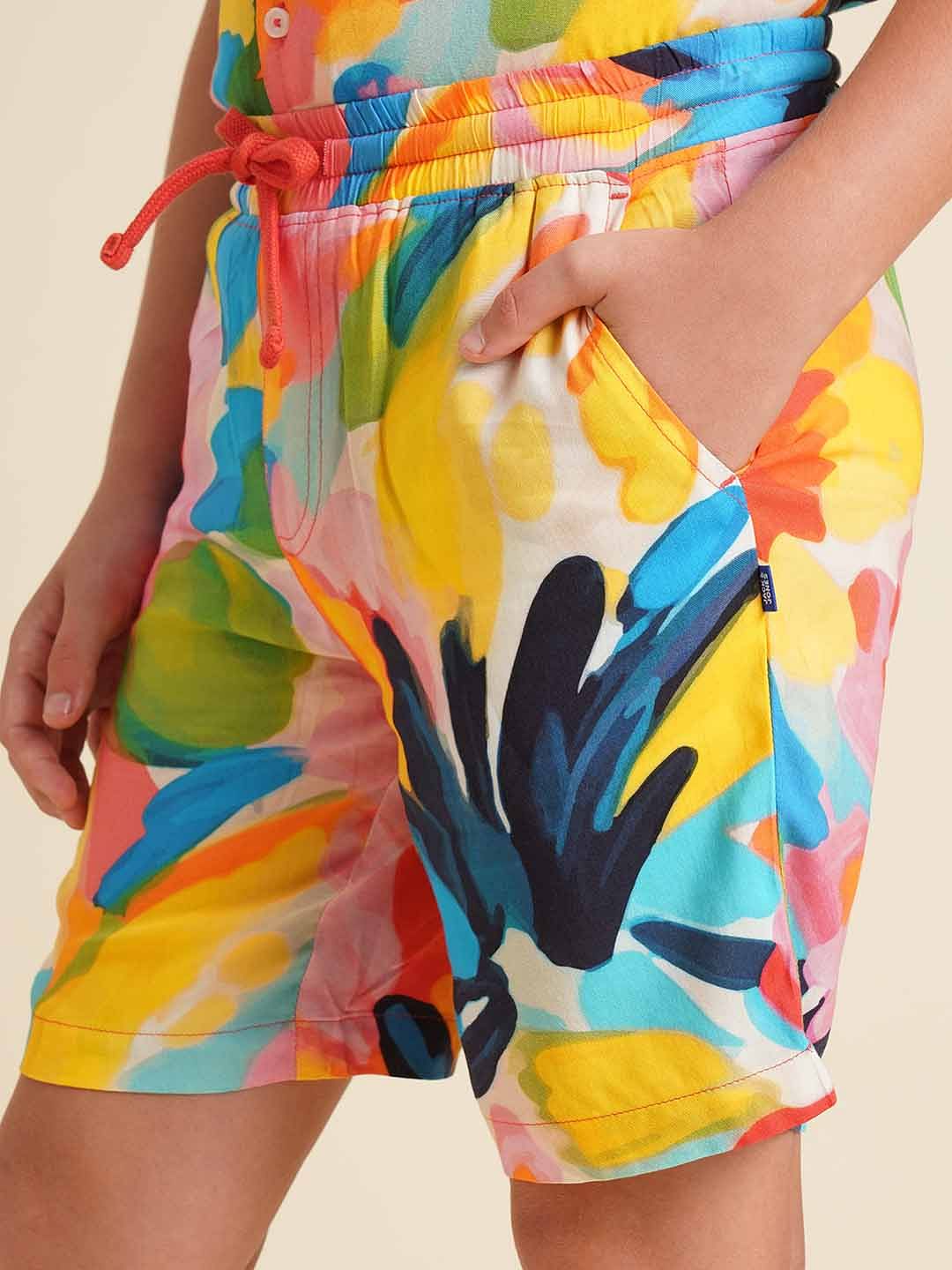 Boys Multi-Colour Printed Viscose Shorts - Image 6