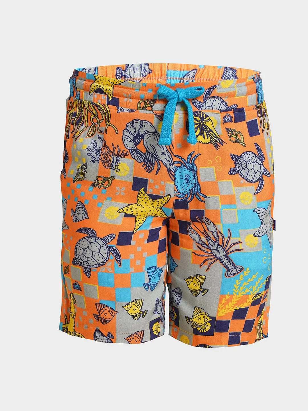 Boys Orange Printed Co-ord Set Shorts - Image 7