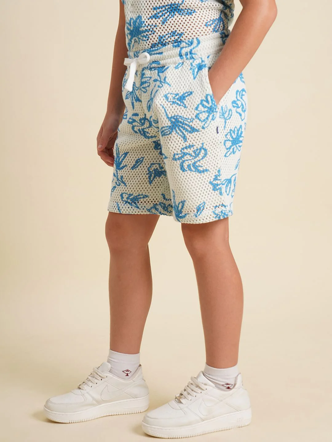 Boys Blue Printed Cotton Shorts - Image 3