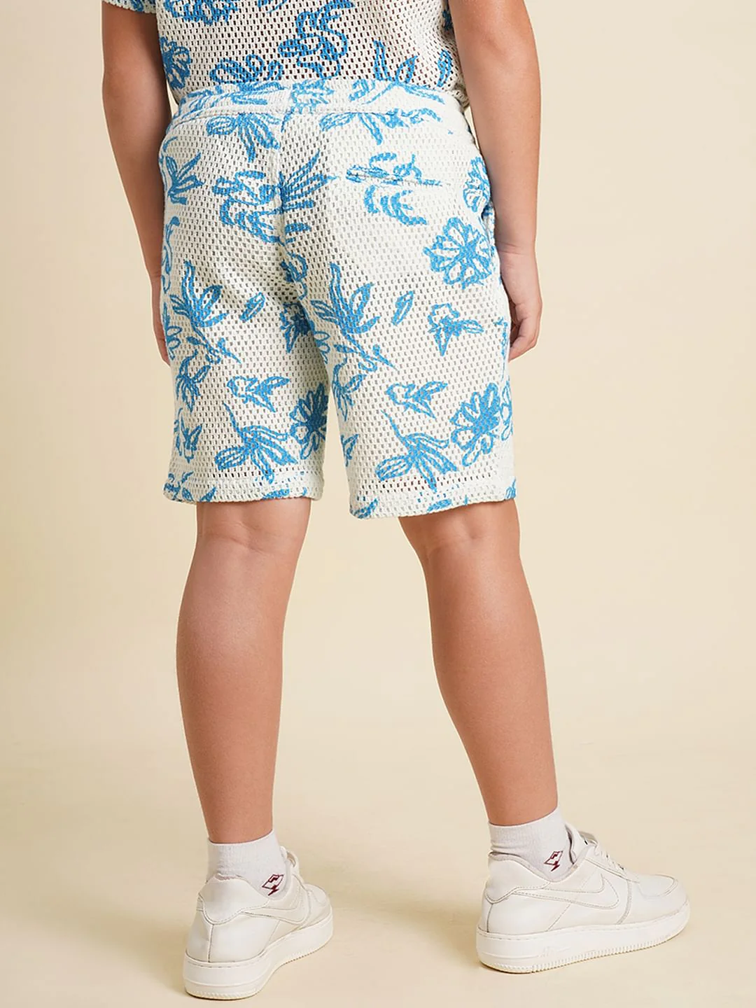Boys Blue Printed Cotton Shorts - Image 4