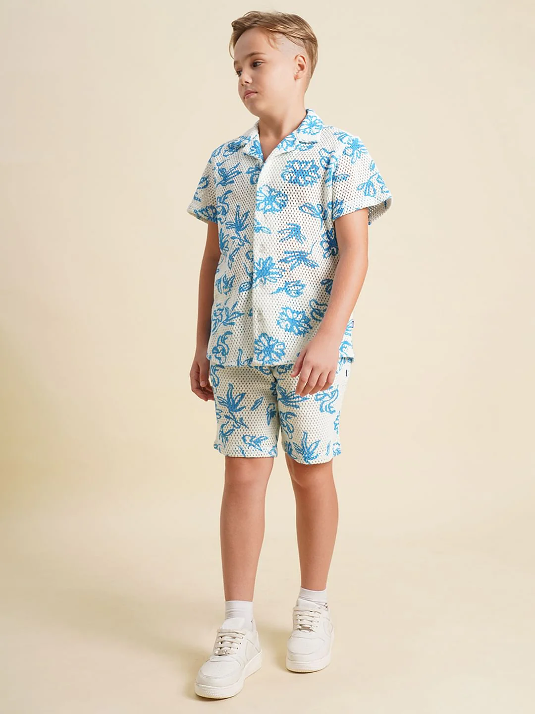 Boys Blue Printed Cotton Shorts - Image 5
