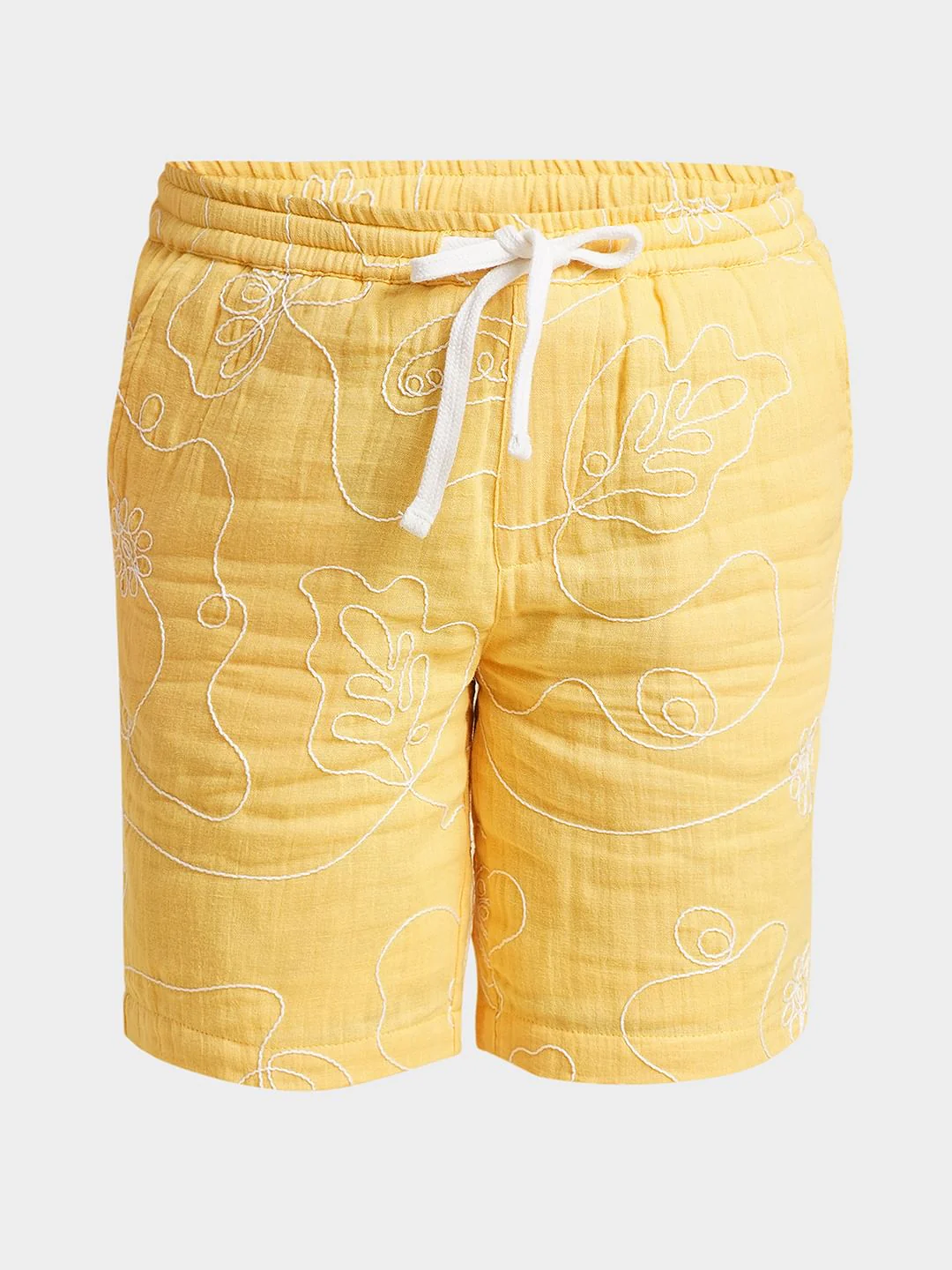 Boys Yellow Embroidered Co-ord Set Shorts - Image 7