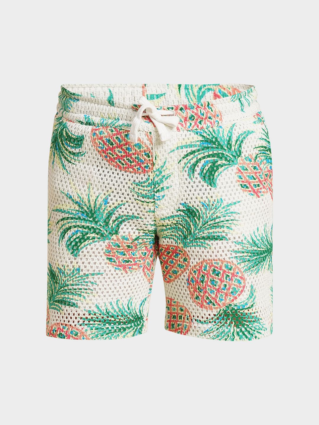 Boys White Pineapple Print Co-ord Set Shorts - Image 7