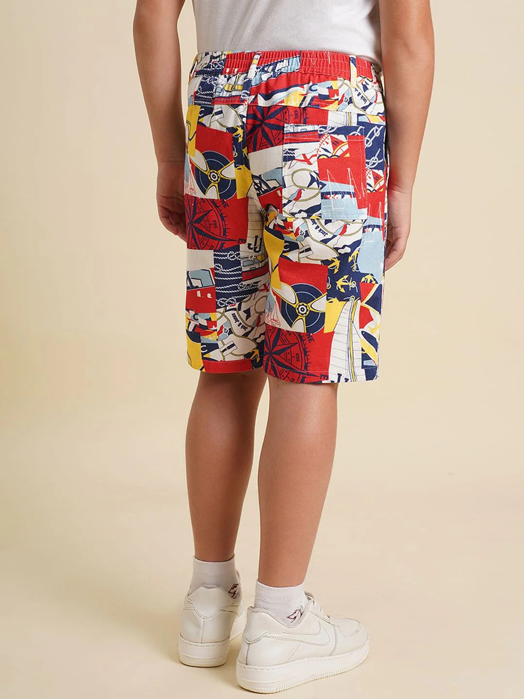 Boys White Sailor Print Shorts - Image 4