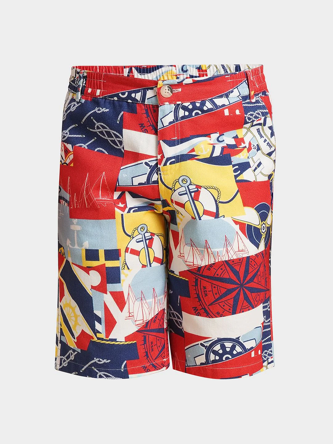 Boys White Sailor Print Shorts - Image 7