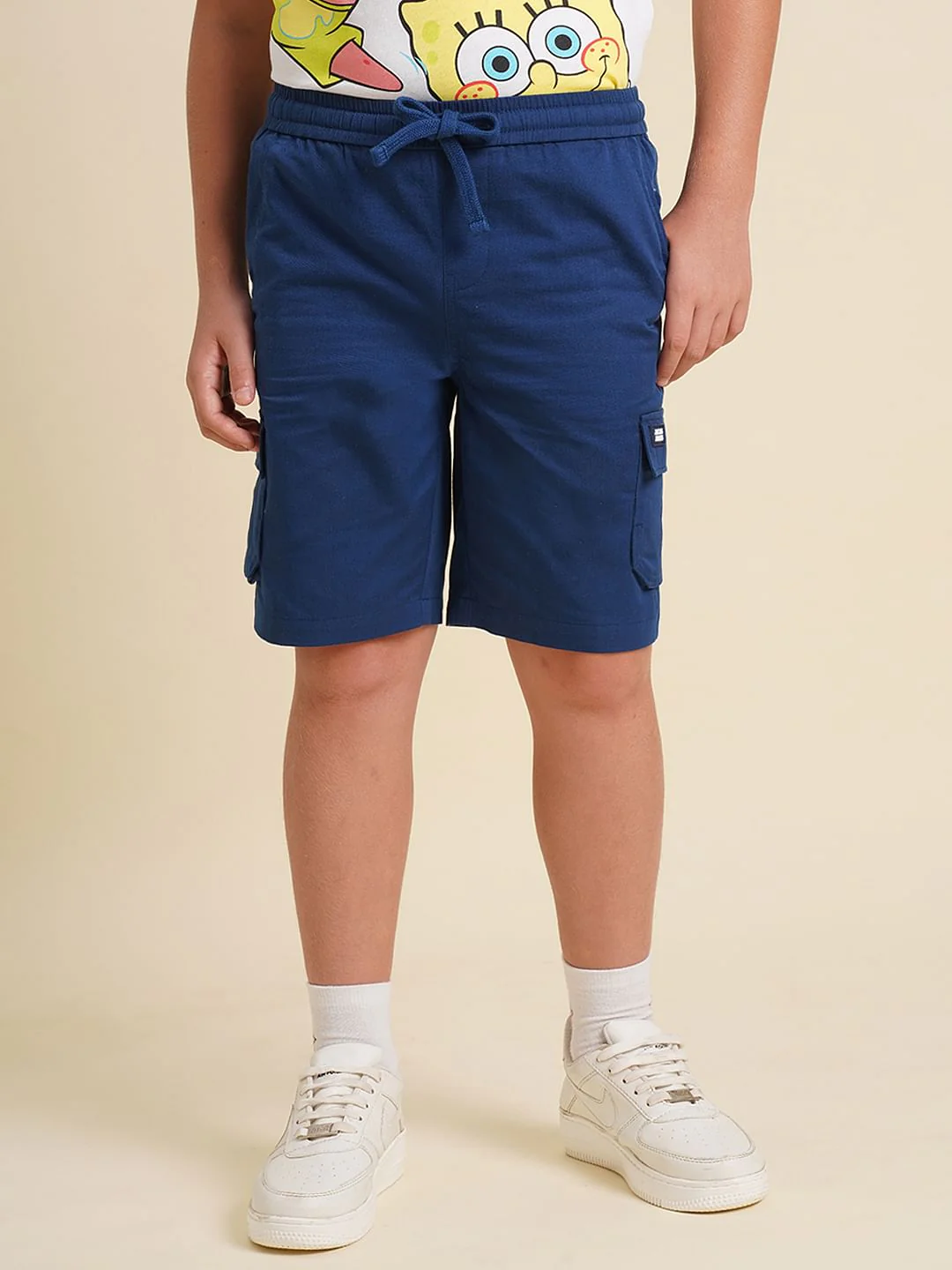 Boys Navy Blue Cotton Shorts - Image 2