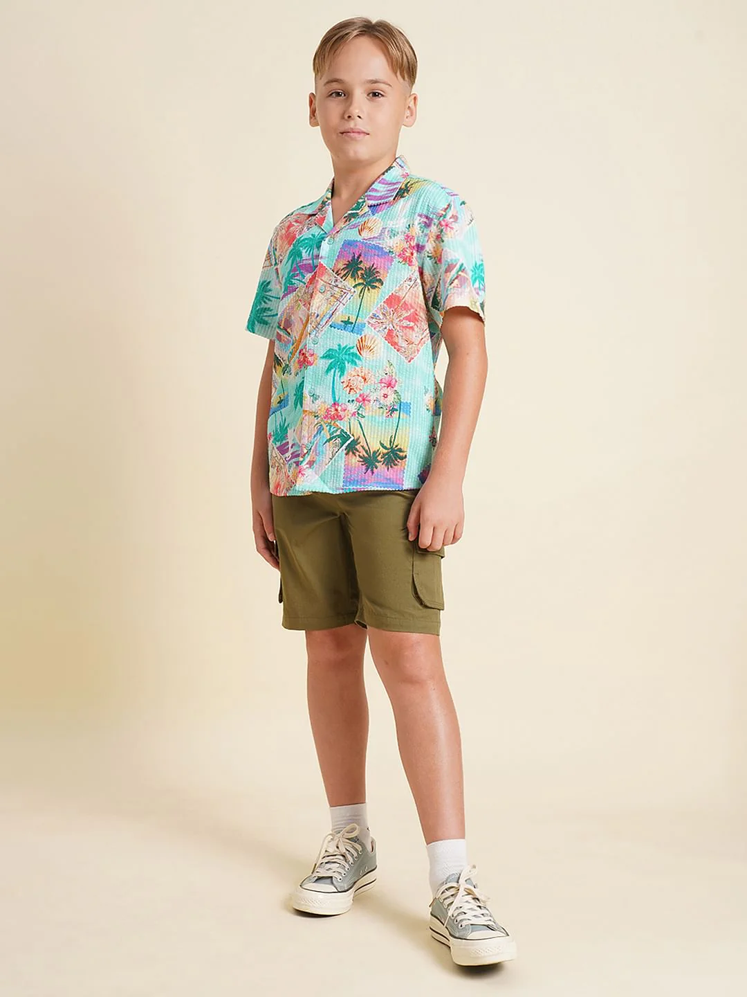 Boys Dark Green Cotton Shorts - Image 5