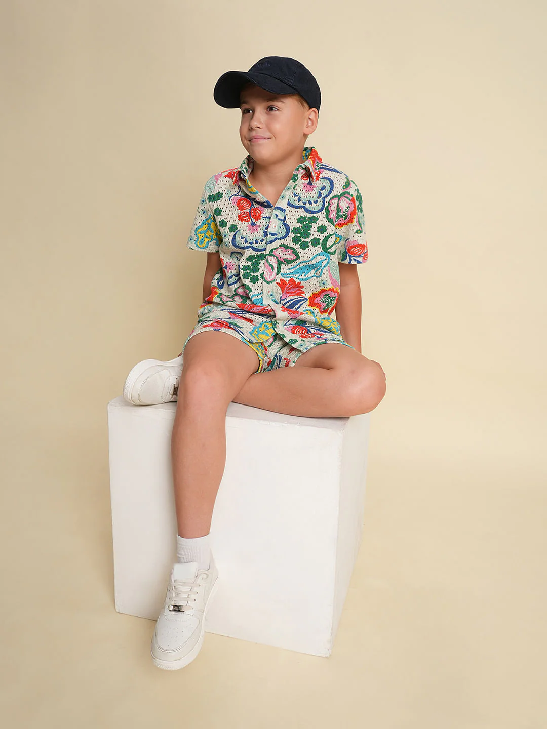 Boys Multi-Colour Printed Co-ord Set Shorts