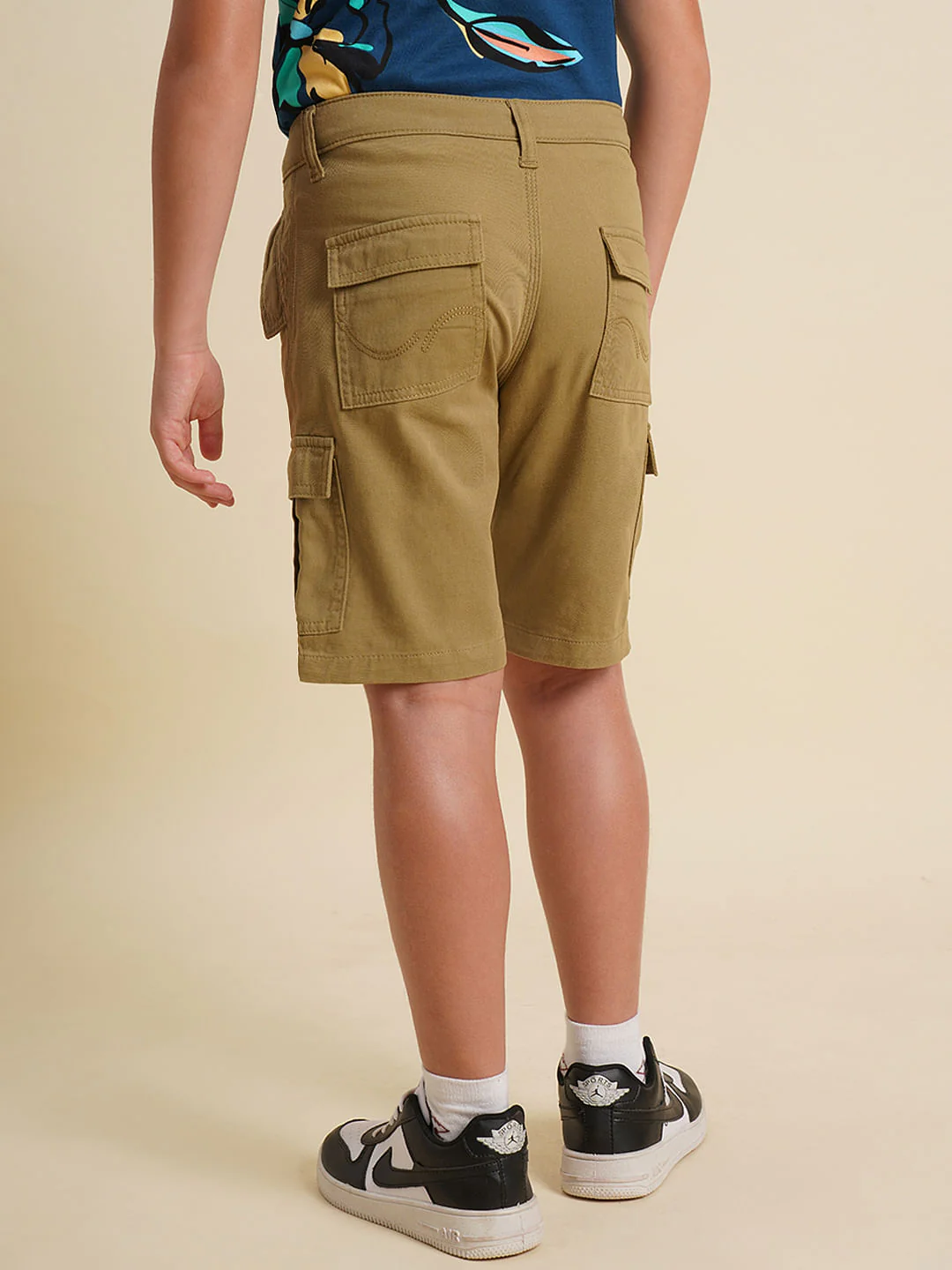 Boys Dark Beige Cotton Denim Shorts - Image 4