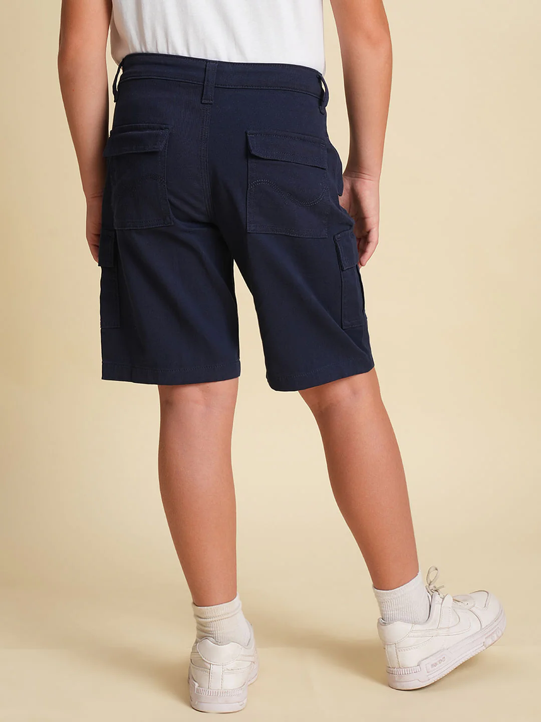 Boys Dark Blue Cotton Casual Shorts - Image 4