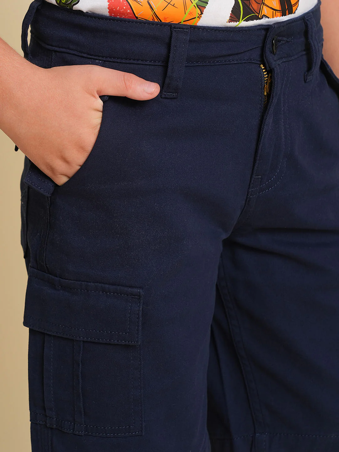 Boys Dark Blue Cotton Casual Shorts - Image 6