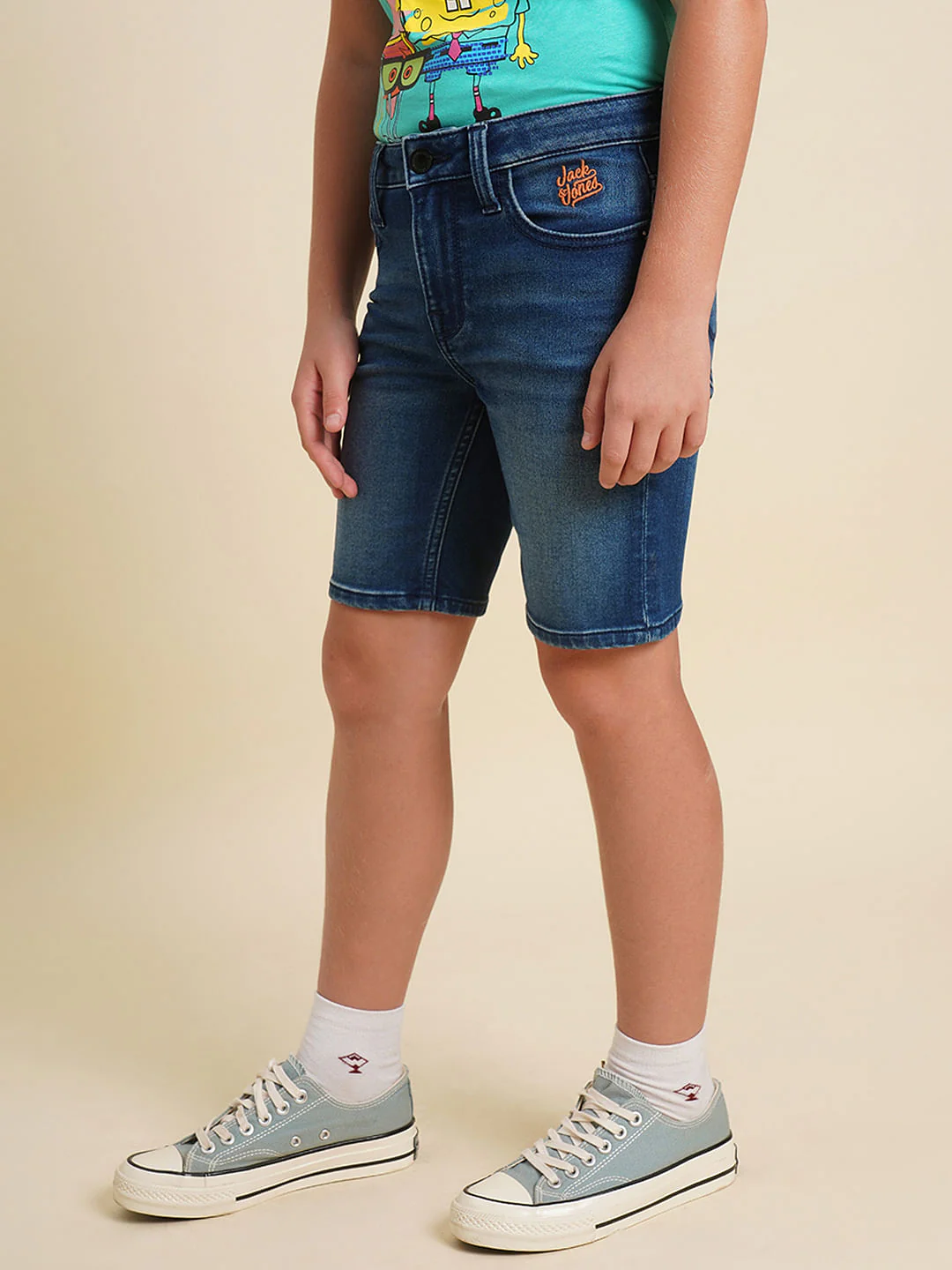 Boys Dark Blue Denim Shorts - Image 3