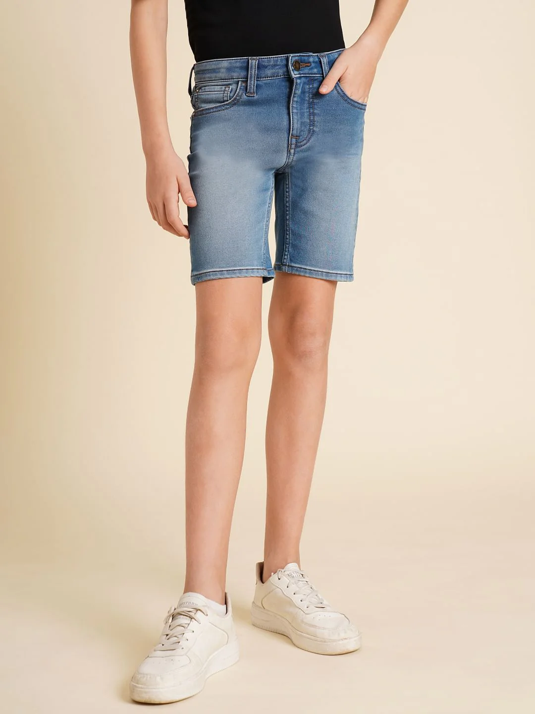 Boys Blue Mid Rise Denim Shorts - Image 2
