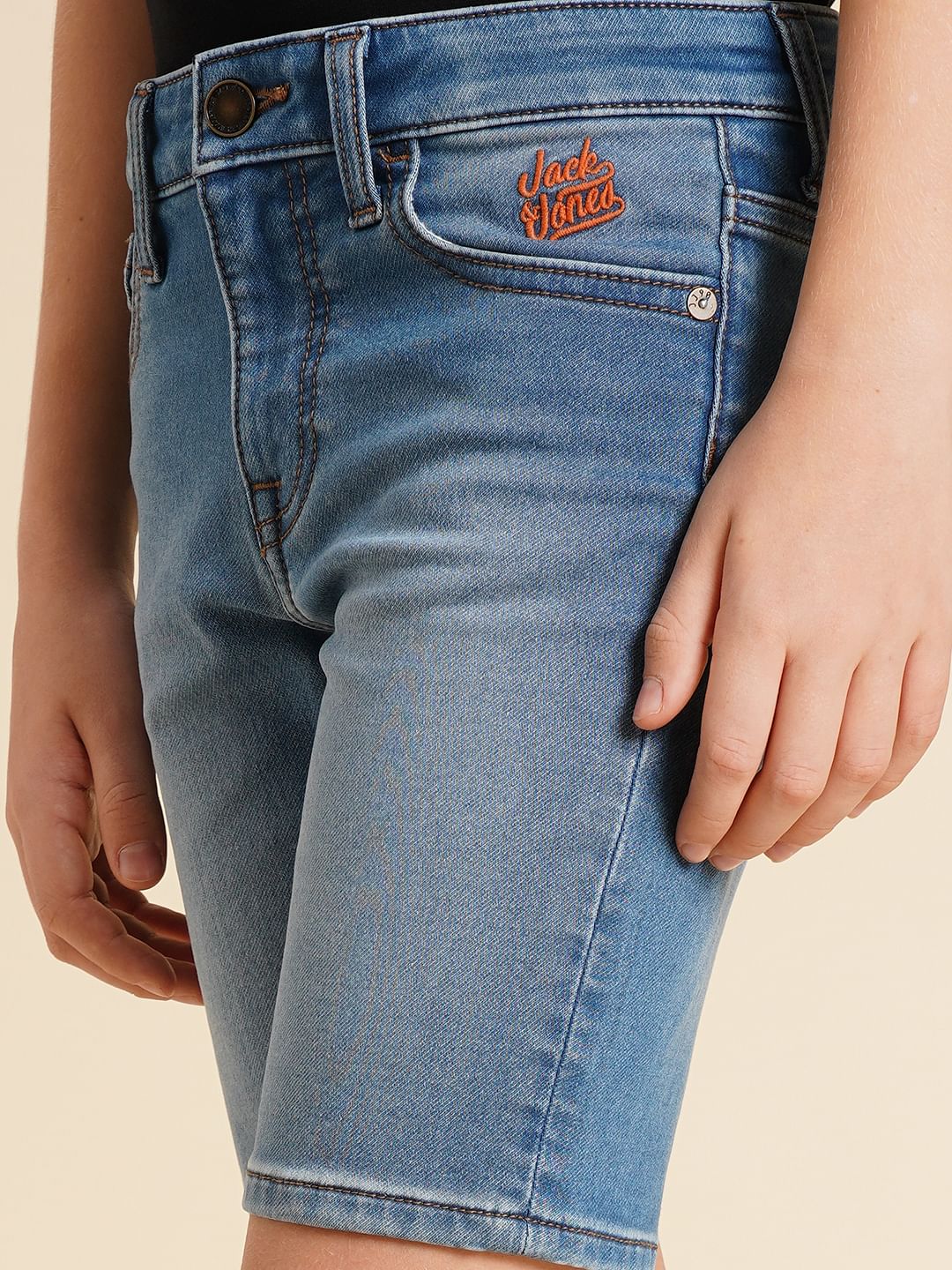 Boys Blue Mid Rise Denim Shorts - Image 6