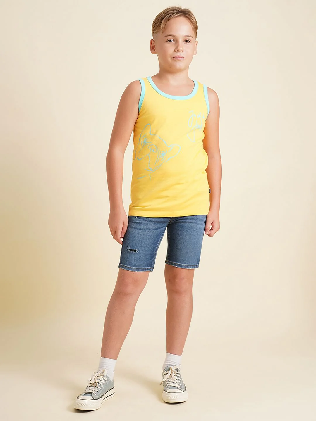 Boys Dark Blue Distressed Denim Shorts - Image 5