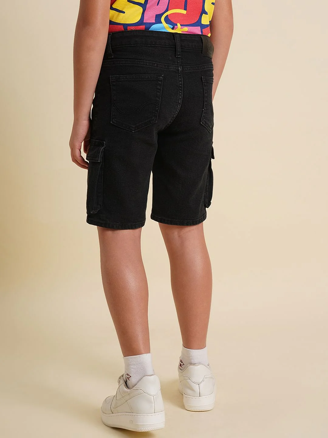 Boys Black Cotton Denim Shorts - Image 4