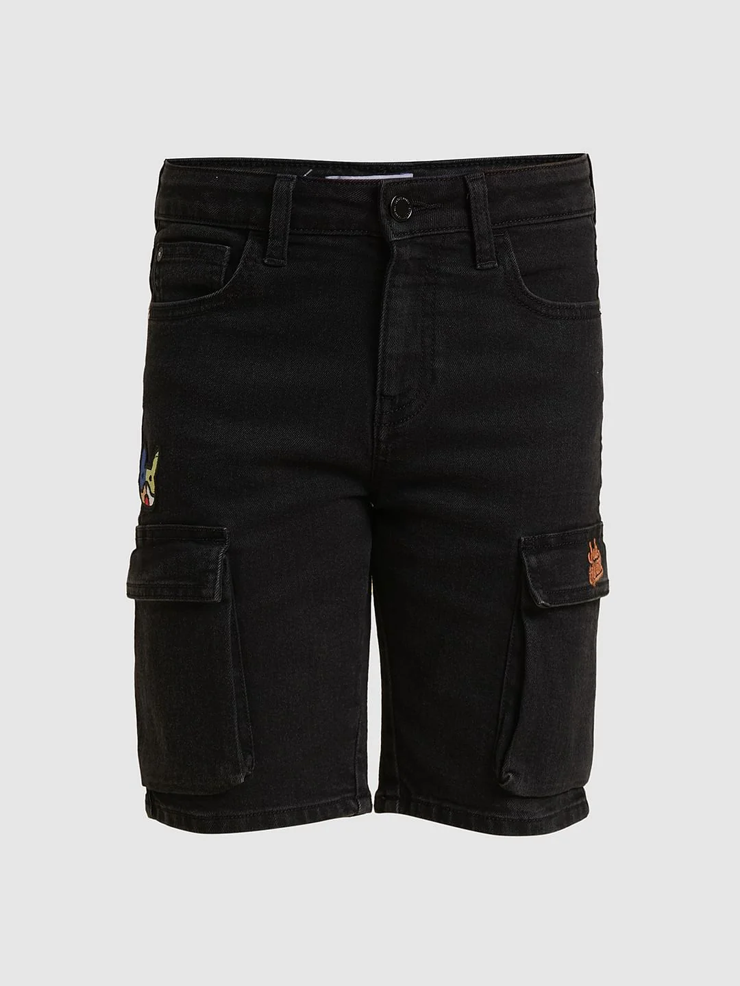 Boys Black Cotton Denim Shorts - Image 7