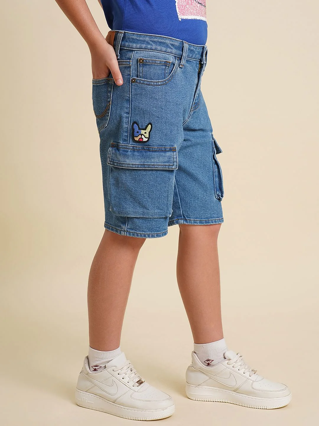 Boys Blue Cotton Denim Shorts - Image 3