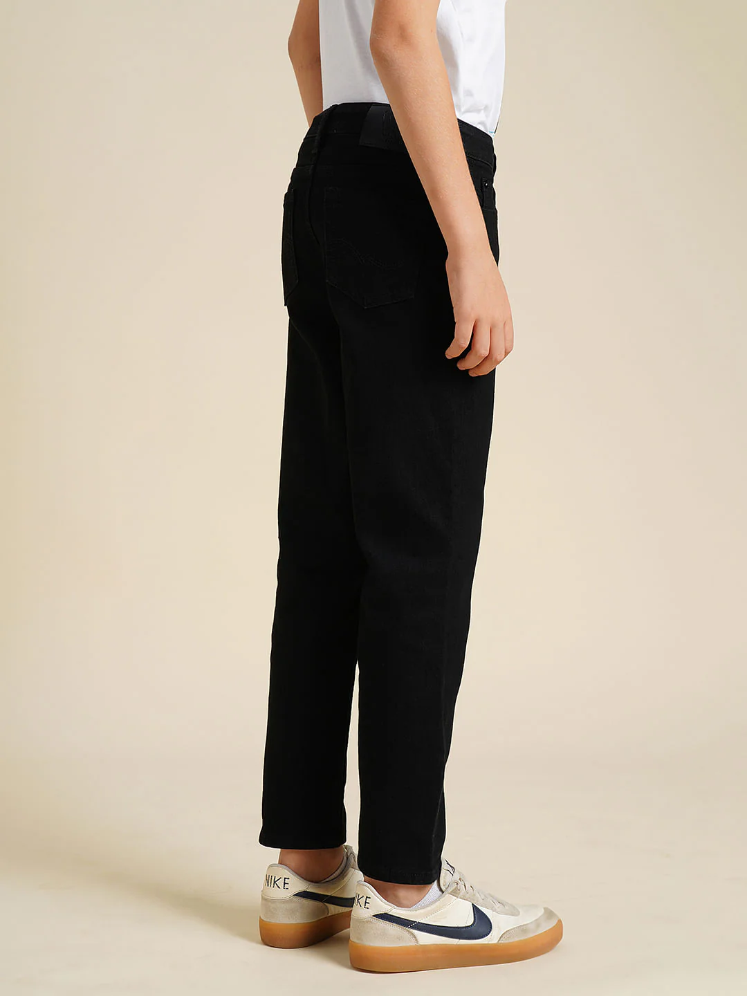 Boys Black Mid Rise Cropped Jeans - Image 4