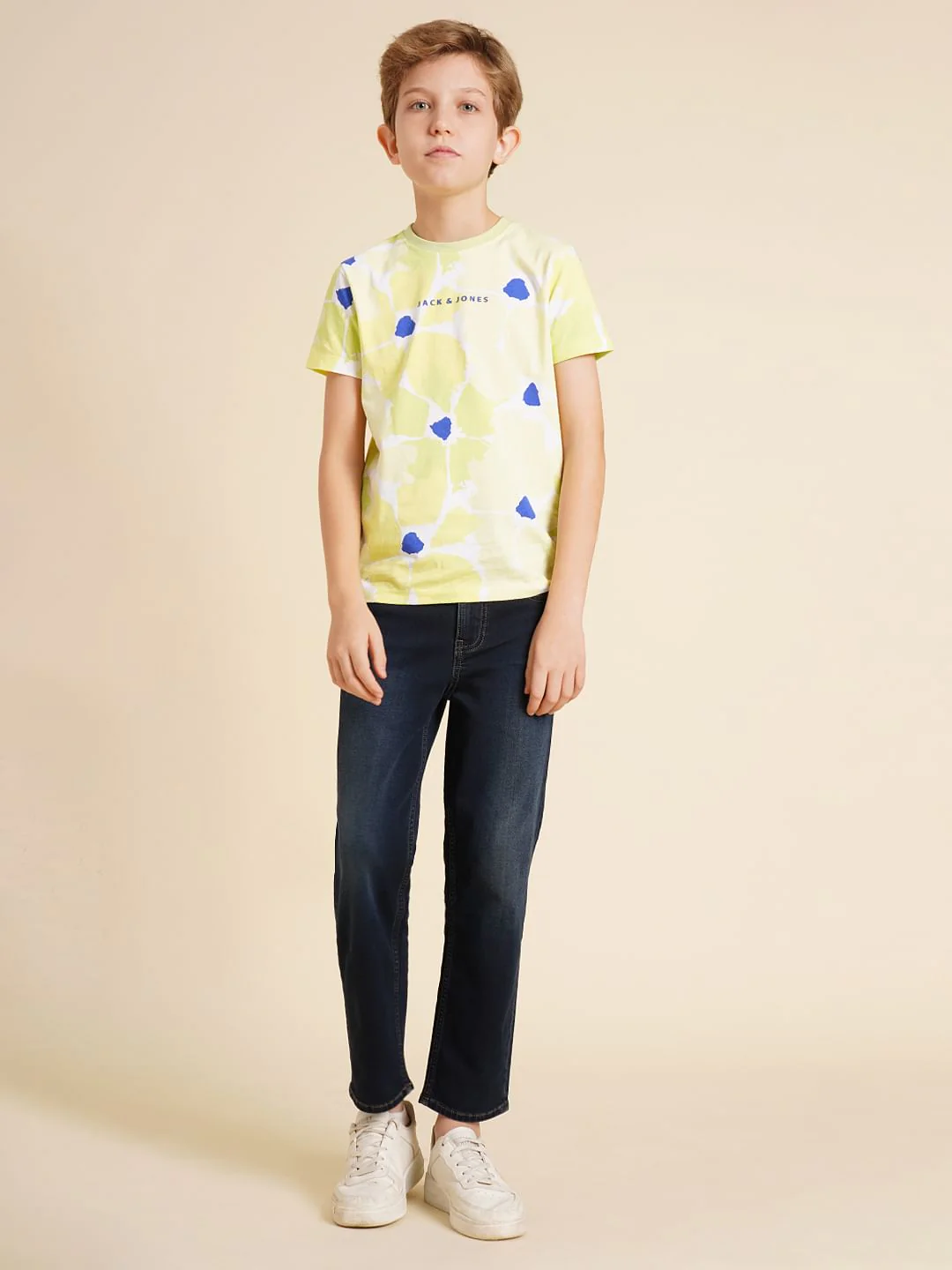 Boys Dark Blue Mid Rise Cotton Straight Fit Jeans - Image 5
