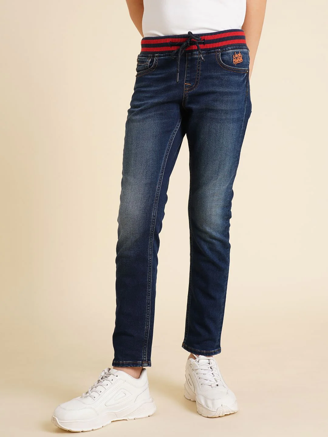 Boys Blue Elasticated Waistband Straight Fit Jeans - Image 2