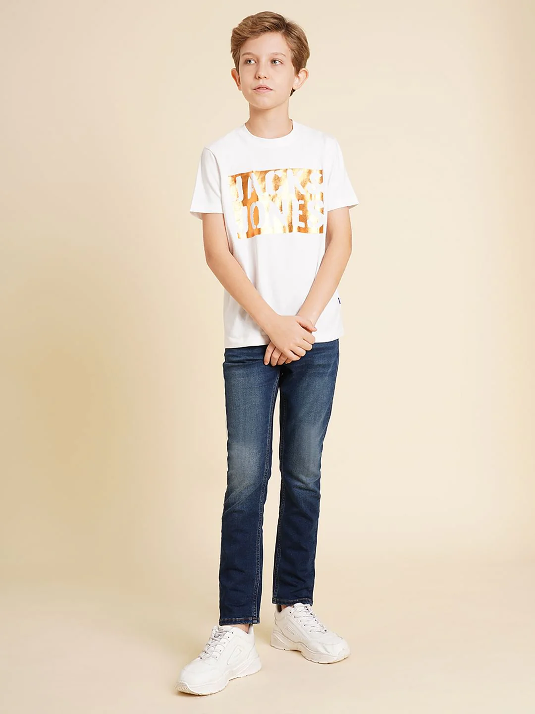 Boys Blue Elasticated Waistband Straight Fit Jeans - Image 5